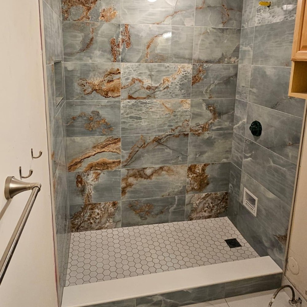 Bathroom remodeling project completed by LWS Floors and Remodeling